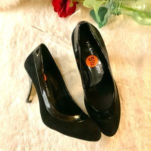 FRANCO SARTO - Black suede and patent leather pumps. Sz 5.5